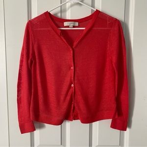 Loft button down lightweight cardigan sweater, Womens S, red